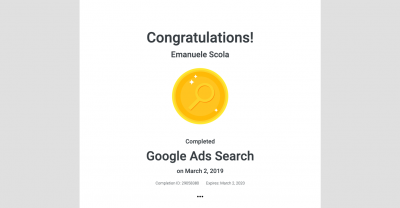 Certificazione Google Ads Search