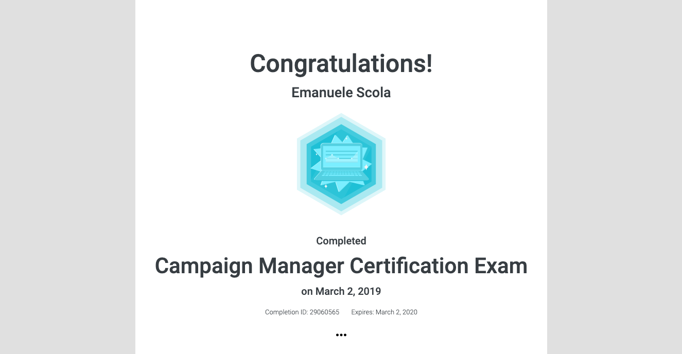 Campaing Manager Certification Exam